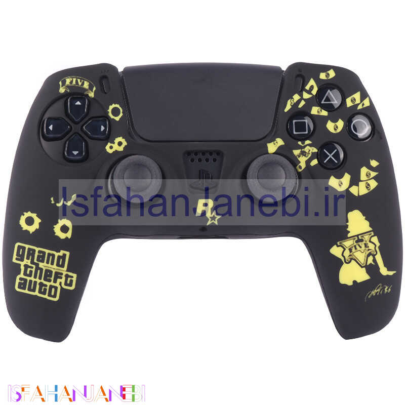 اصفهان جانبی-روکش دسته بازی PS5 طرح Grand Theft Auto V زمینه مشکی زرد