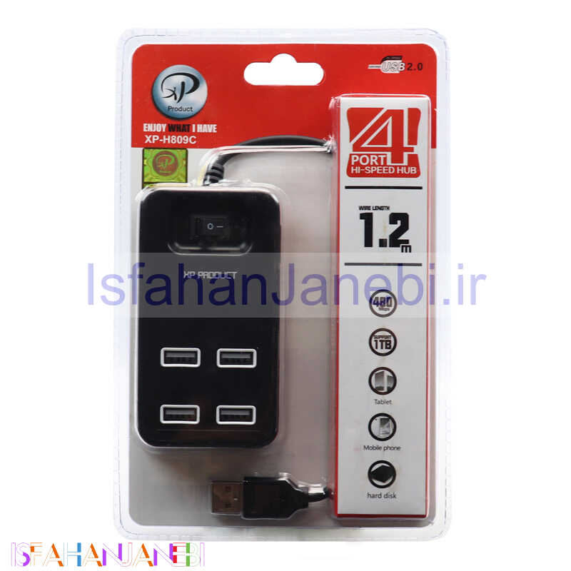 اصفهان جانبی-هاب 4 پورت USB2.0 ایکس پی پروداکت XP-H809C