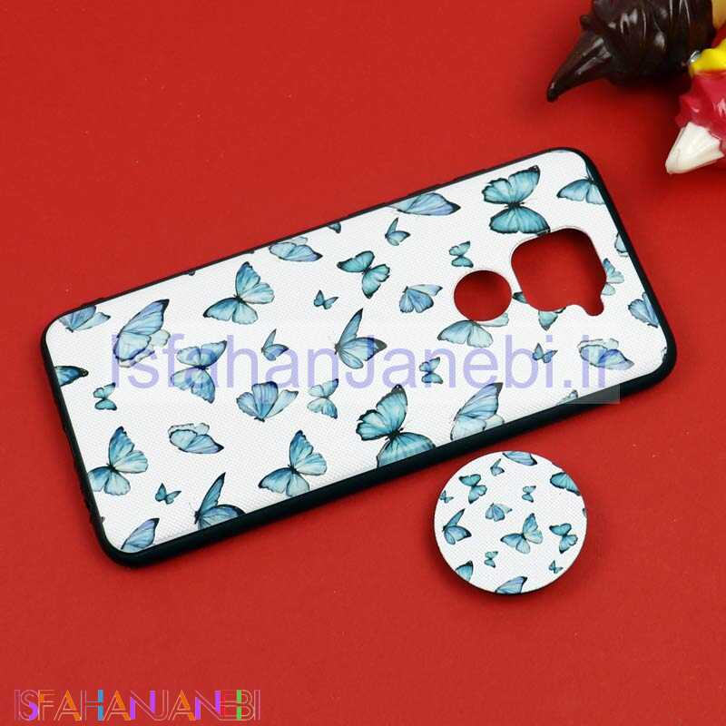 اصفهان جانبی-قاب فانتزی برجسته + پاپ سوکت طرح پروانه شیائومی Redmi Note 9 سری D