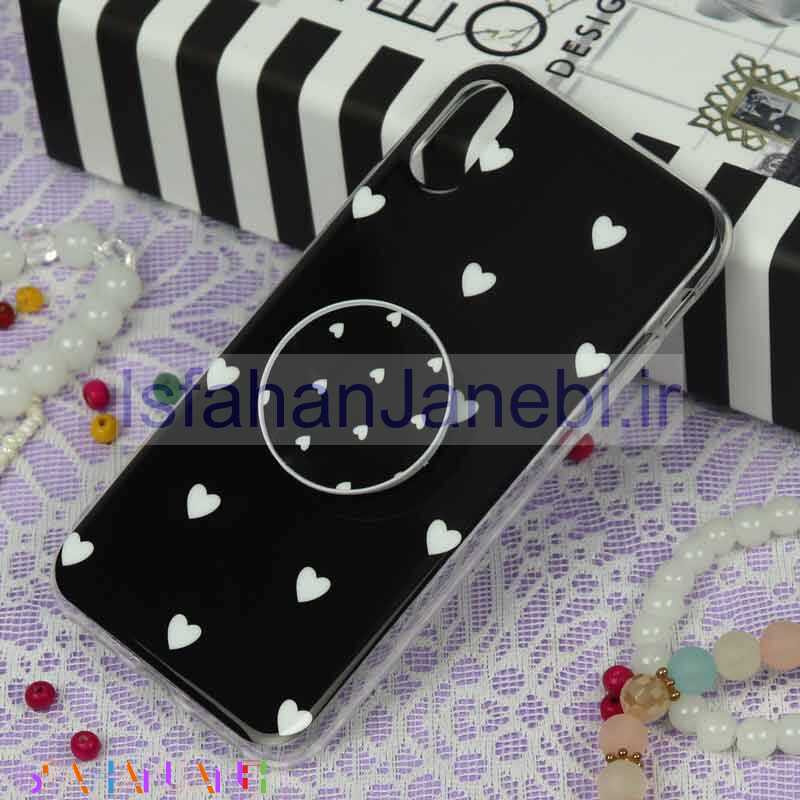 اصفهان جانبی-قاب سوپر IMD دور شفاف پاپ سوکت دار iPhone X/XS قلبی