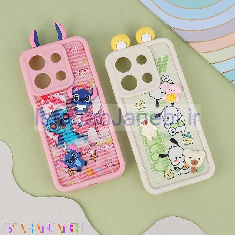 اصفهان جانبی-قاب کبریتی سولید شیائومی Redmi Note 13 4G عروسکی گوش دار محافظ لنزدار