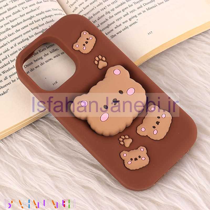 اصفهان جانبی-قاب سیلیکونی آیفون iPhone 14 Pro Max پاپ سوکت دار طرح خرس بیسکویتی