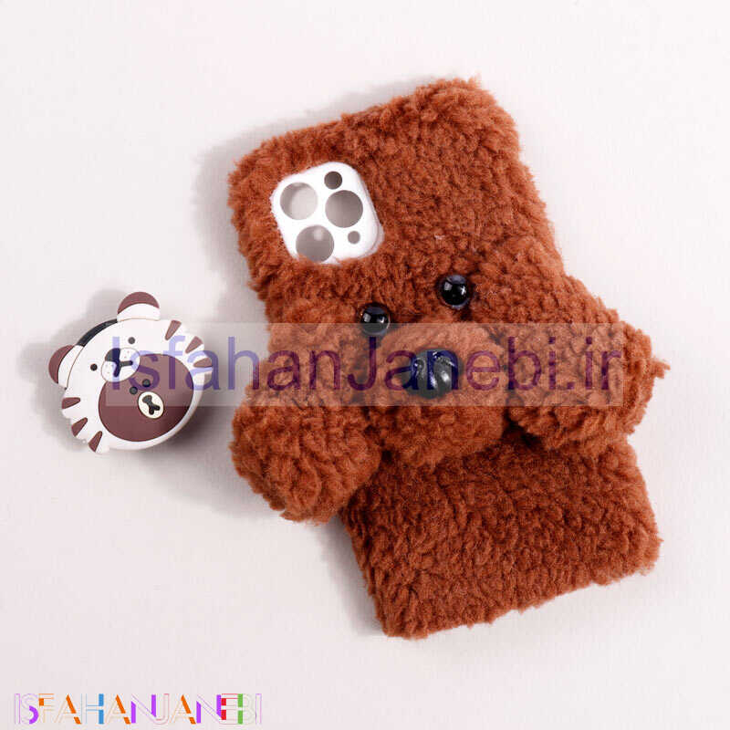 اصفهان جانبی-قاب پولیشی سگ پشمالو محافظ لنزدار iPhone 11 Pro Max قهوه ای