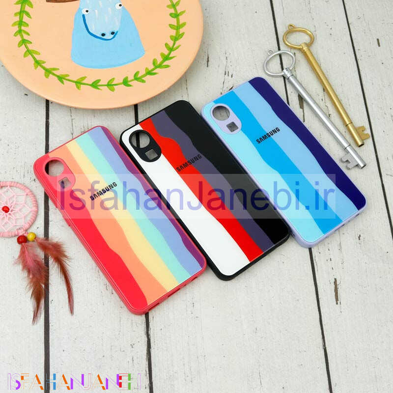 اصفهان جانبی-قاب محافظ لنزدار پشت گلسی آبرنگی Samsung Galaxy A03 Core