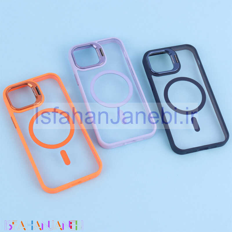 اصفهان جانبی-قاب PC مگ سیف استندشو با محافظ لنز رینگی آیفون iPhone 12 / 12 Pro