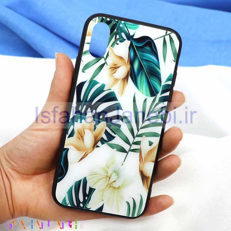 اصفهان جانبی-قاب پشت گلسی طرح برگ iPhone X/XS