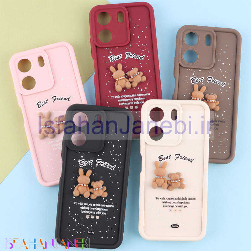 اصفهان جانبی-قاب سولید کیس عروسکی پشمالو محافظ لنزدار Xiaomi Redmi 13C / Poco C65