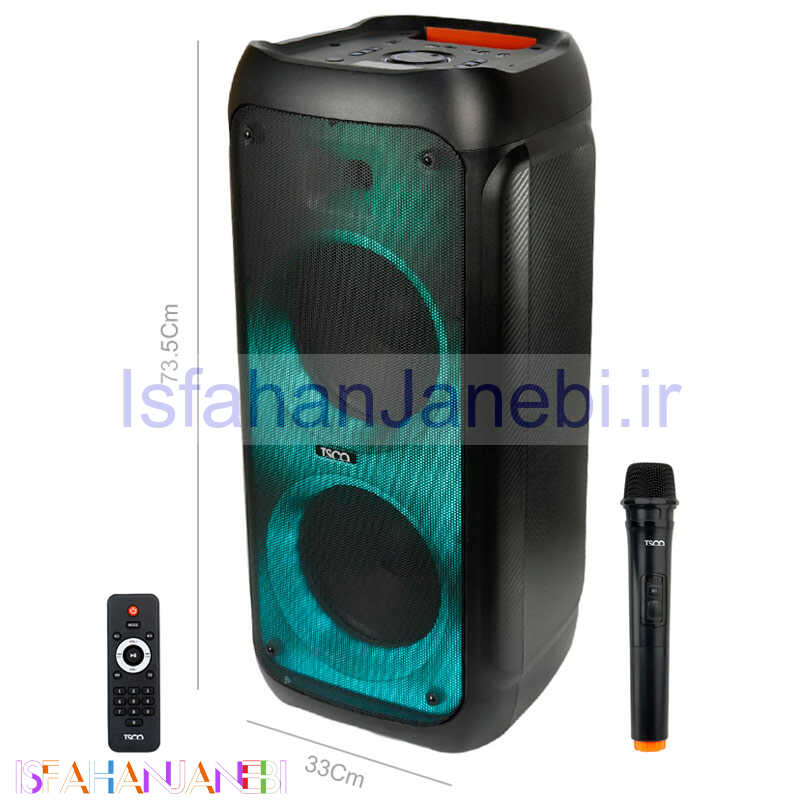 اصفهان جانبی-اسپیکر چمدانی بلوتوثی رم و فلش خور TSCO TS 2081 + میکروفون و ریموت کنترل