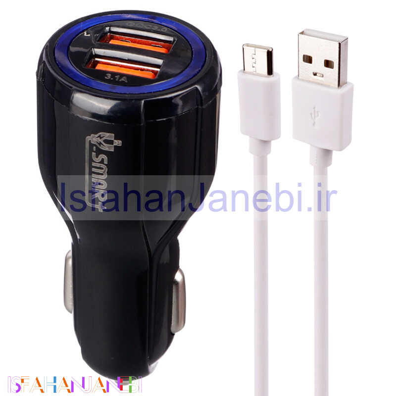 اصفهان جانبی-شارژر فندکی فست شارژ V-Smart VS-16 QC3.0 PD 3.1A 21.5W + کابل تایپ سی