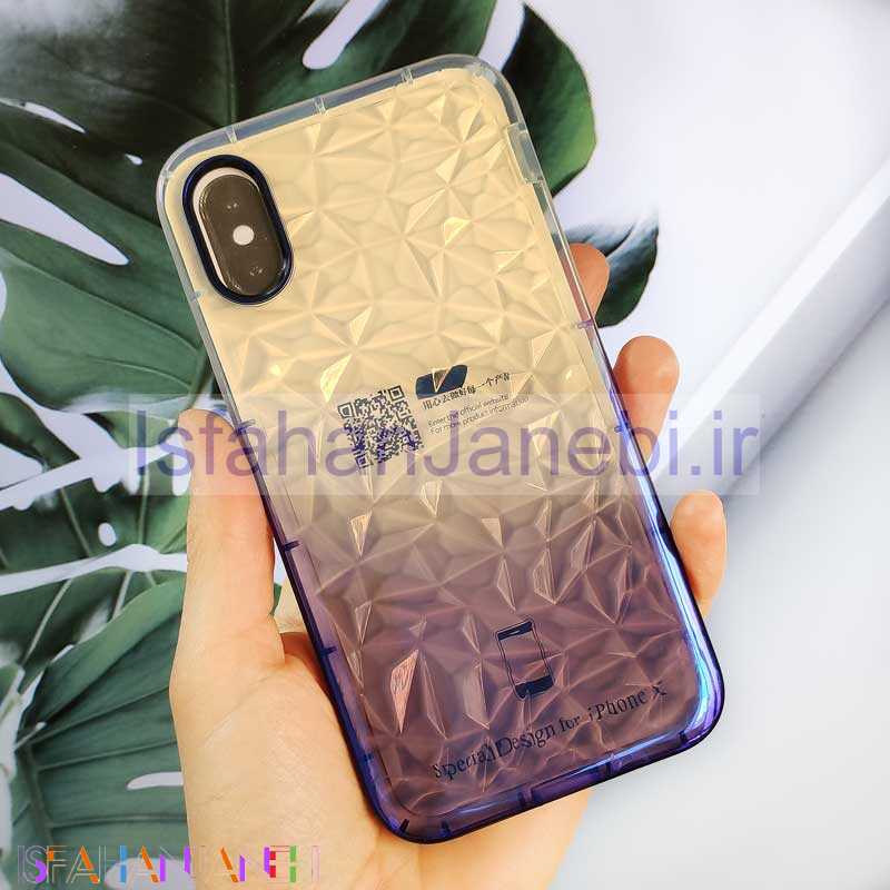 اصفهان جانبی-قاب یخی سه بعدی iPhone X بنفش تیره
