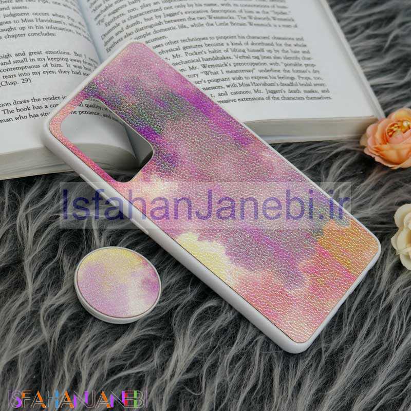 اصفهان جانبی-قاب چرمی هولوگرامی پاپ سوکت دار Samsung Galaxy A52 / A52s سفید