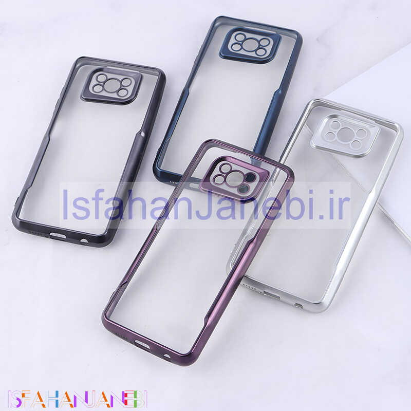 اصفهان جانبی-قاب ژله ای شفاف شیائومی Poco X3 / X3 NFC / X3 Pro طرح تیتانیوم محافظ لنزدار