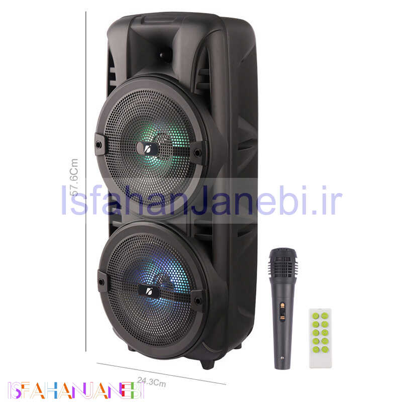 اصفهان جانبی-اسپیکر چمدانی بلوتوثی رم و فلش خور KTS-1745 + میکروفون و ریموت کنترل