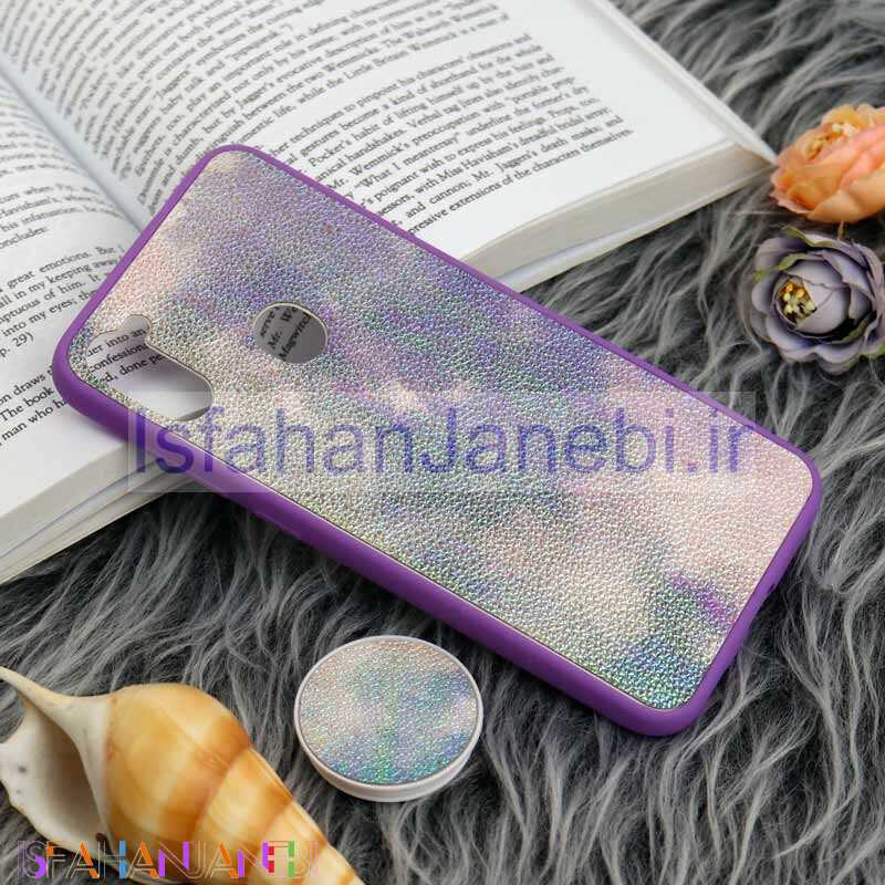 اصفهان جانبی-قاب چرمی هولوگرامی پاپ سوکت دار Samsung Galaxy A11 بنفش