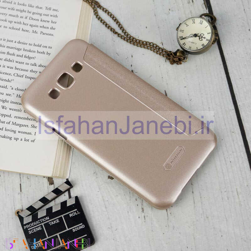 اصفهان جانبی-کیف اورجینال کلاسوری Sparkle نیلکین Samsung Galaxy E7 طلایی