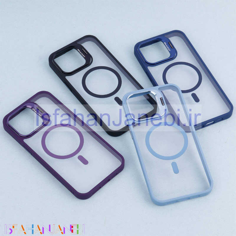 اصفهان جانبی-قاب PC مگ سیف استندشو با محافظ لنز رینگی Bracket آیفون iPhone 15 Pro Max