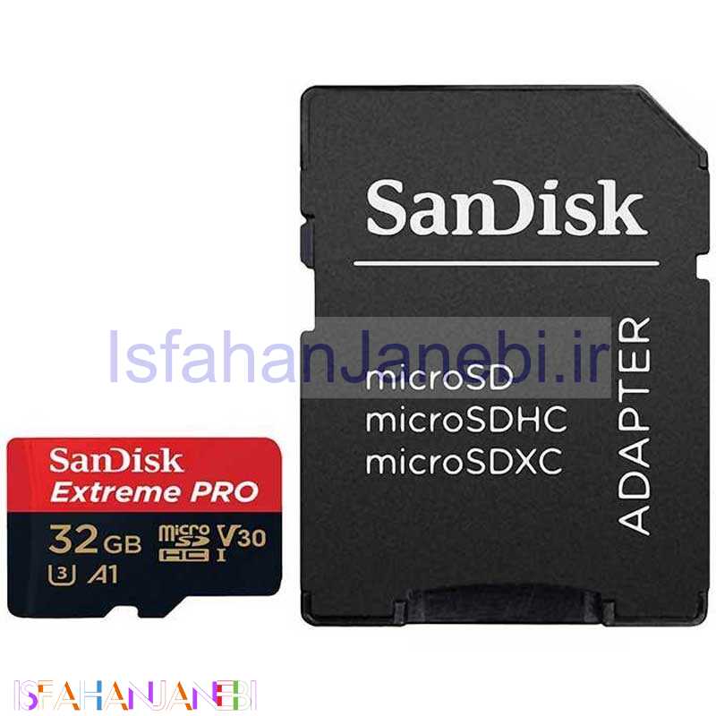 اصفهان جانبی-رم میکرو 32 گیگ سن دیسک SanDisk Extreme Pro U3 A1 100MB/s + خشاب