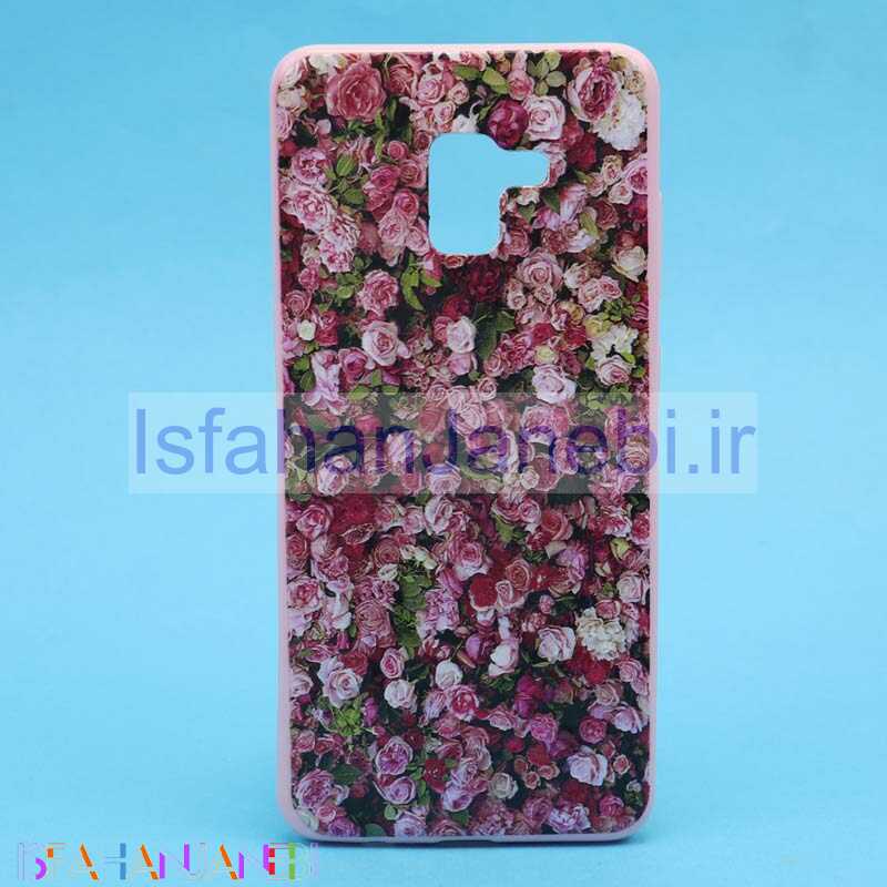 اصفهان جانبی-قاب فانتزی برجسته صورتی طرح گل سامسونگ A8 Plus