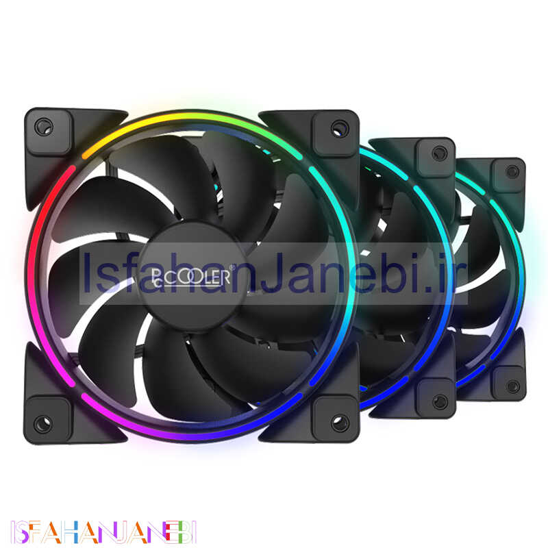 اصفهان جانبی-فن کیس پی سی کولر 12*12 PCcooler CORONA FRGB بسته 3 عددی