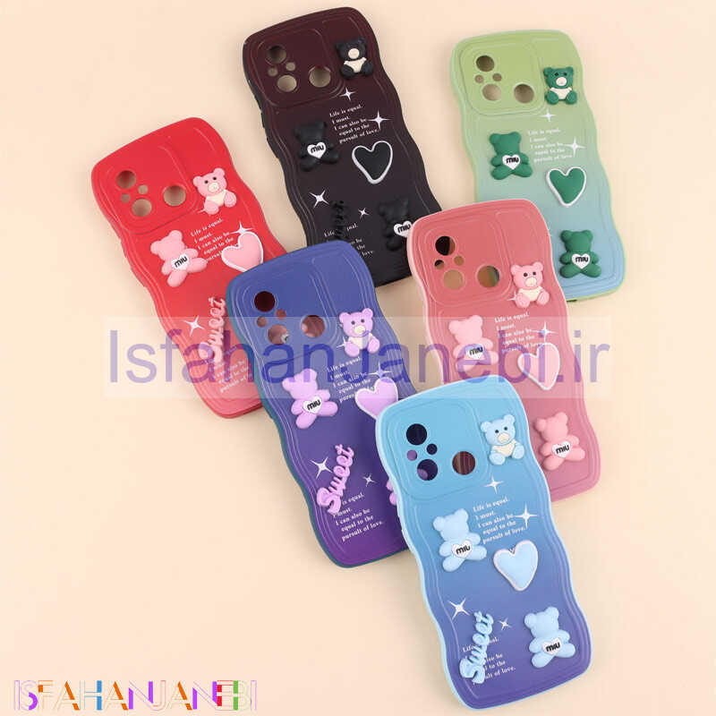 اصفهان جانبی-قاب کرومی رنگی مات عروسک برجسته محافظ لنزدار Xiaomi Redmi 12C