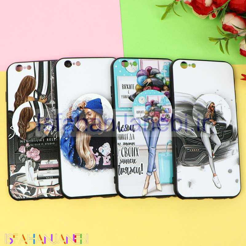 اصفهان جانبی-قاب فانتزی برجسته پاپ سوکت دار طرح دختر iPhone 6/6s