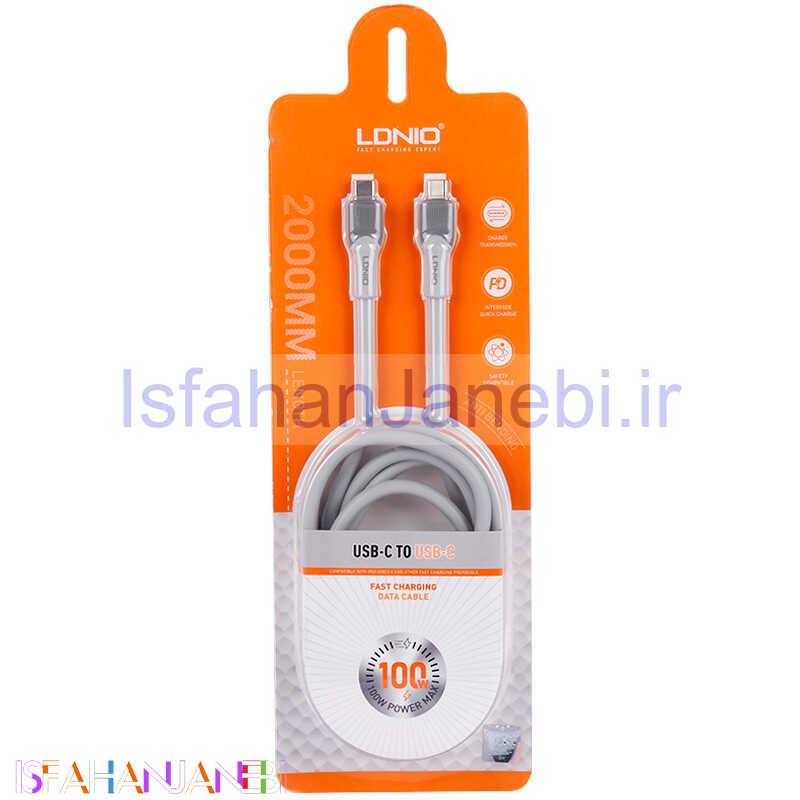 اصفهان جانبی-کابل تبدیل فست شارژ Ldnio LC602C Type-C To Type-C PD 100W 2m