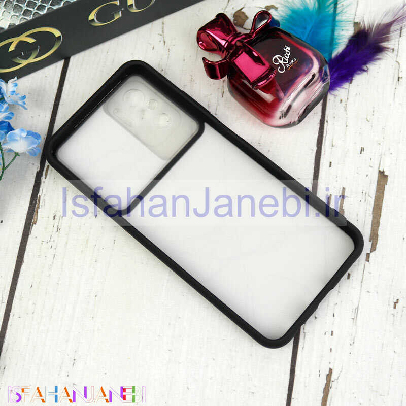 اصفهان جانبی-قاب طرحدار محافظ لنزدار کشویی + پاپ سوکت طرح سنگ مشکی شیائومی Redmi Note 10 / Note 10s سری C