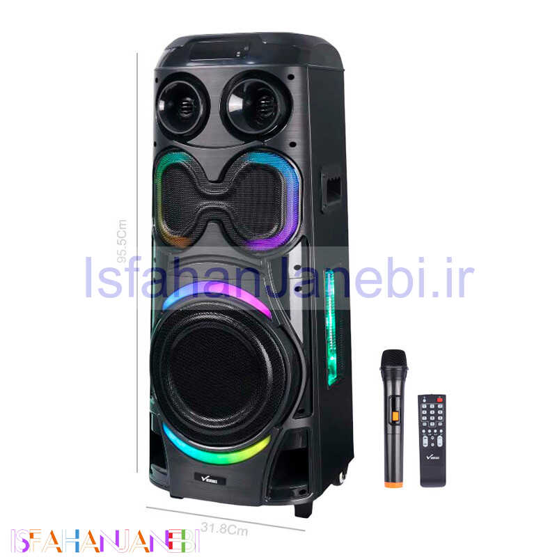 اصفهان جانبی-اسپیکر چمدانی بلوتوثی رم و فلش خور Vanmaax MAX-1205 + میکروفون و ریموت کنترل