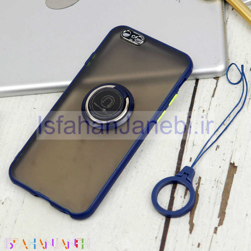 اصفهان جانبی-قاب مات محافظ لنزدار فلزی + هولدر و آویز حلقه ای آیفون iPhone 6 / 6s
