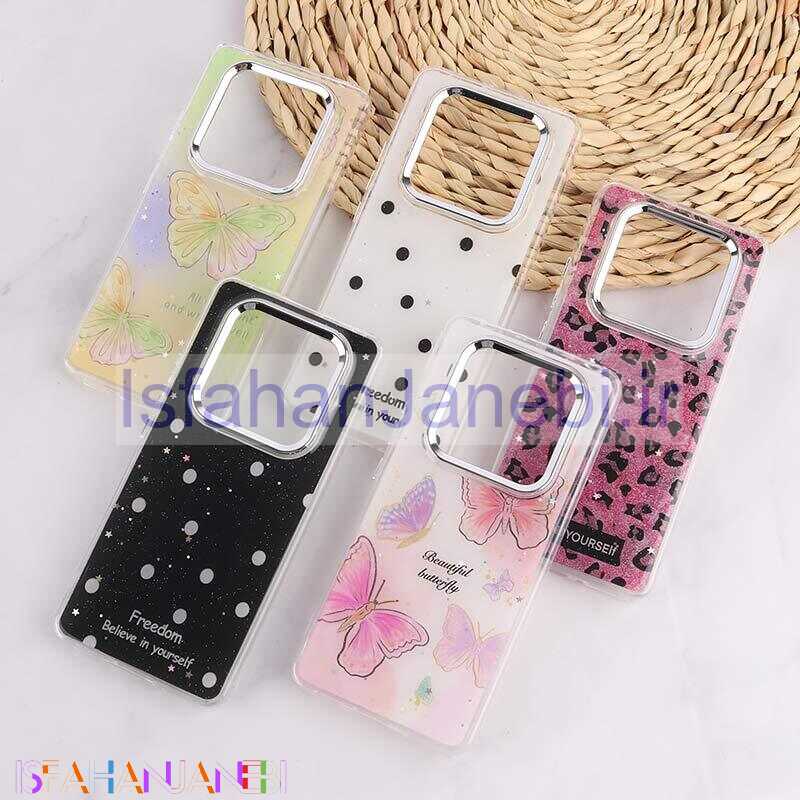 اصفهان جانبی-قاب رزینی شیائومی Redmi Note 14 Pro 5G طرح دار دور محافظ متال