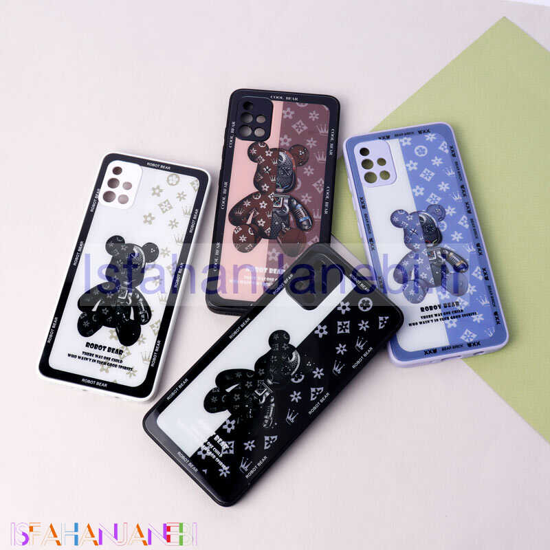 اصفهان جانبی-قاب پشت گلسی Robot Bear محافظ لنزدار Samsung Galaxy A51