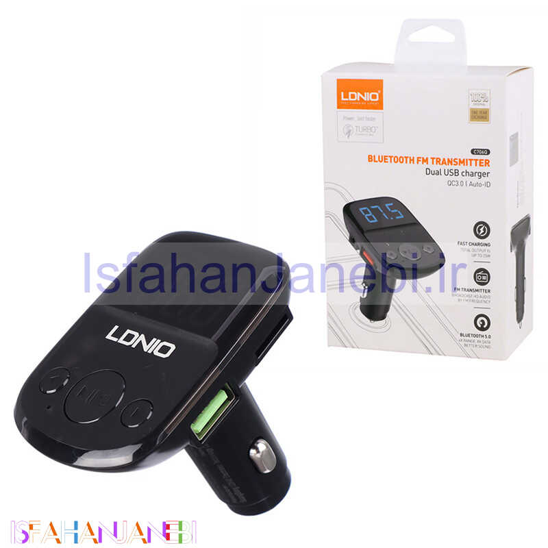اصفهان جانبی-شارژر فندکی + FM Player بلوتوثی Ldnio C706Q + کابل میکرو یو اس بی