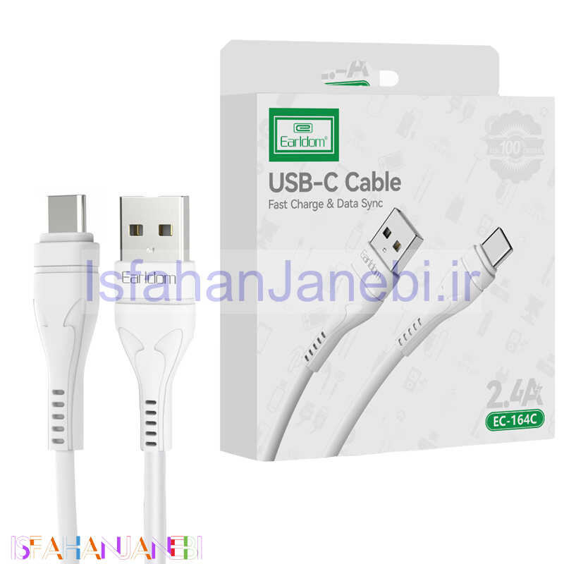 اصفهان جانبی-کابل تایپ سی فست شارژ Earldom EC-164C 2.4A 1m