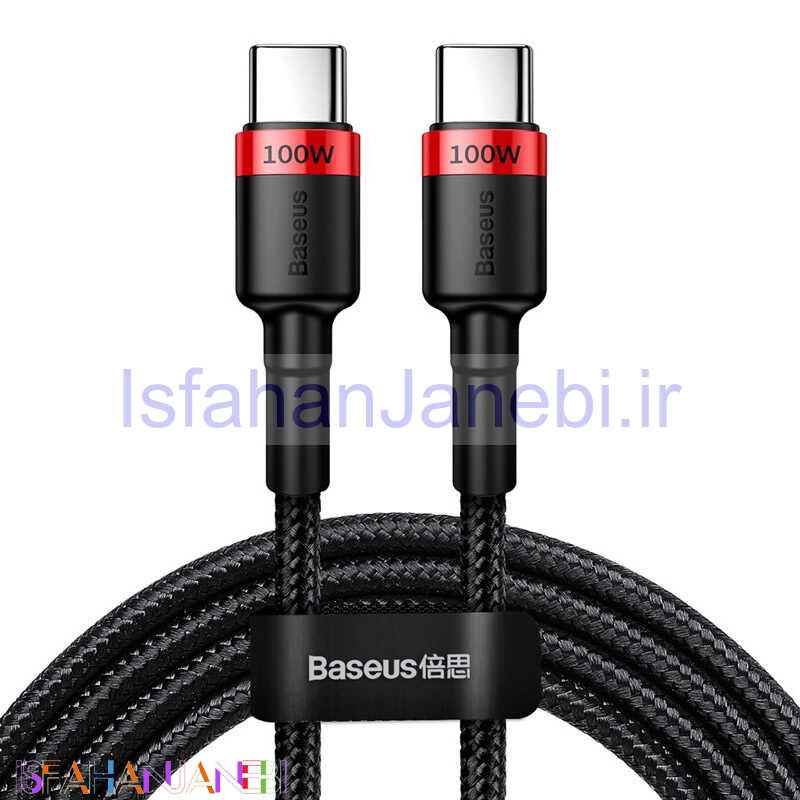 اصفهان جانبی-کابل تبدیل فست شارژ BASEUS CATKLF-AL QC3 PD 2.0 Type-C to Type-C 5A 2M