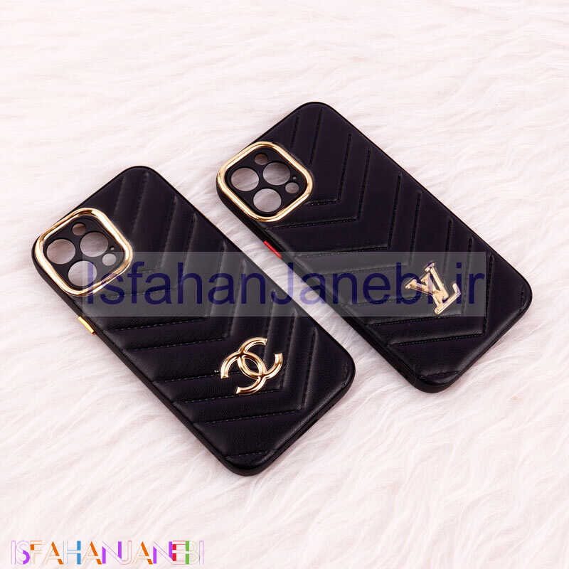 اصفهان جانبی-قاب پافر چرمی لوزی محافظ لنزدار iPhone 12 Pro مشکی