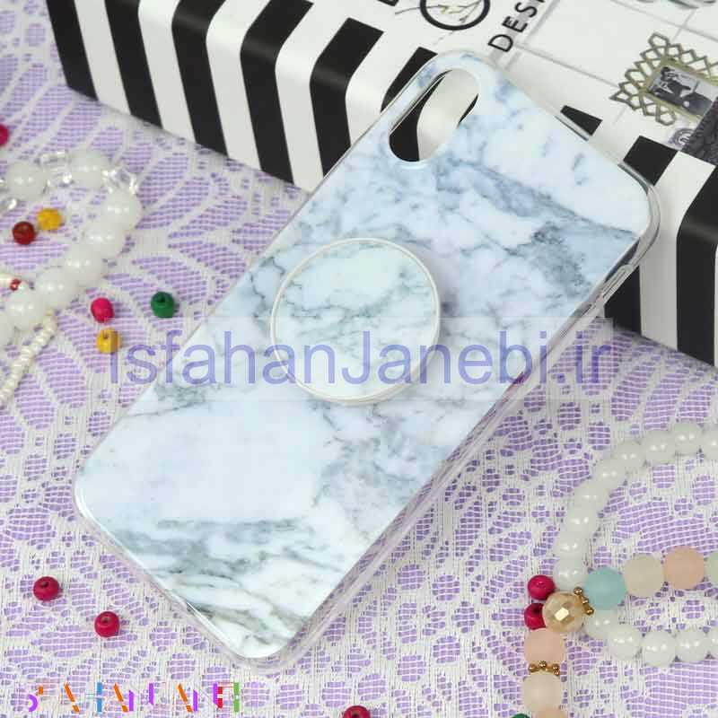 اصفهان جانبی-قاب سوپر IMD دور شفاف پاپ سوکت دار iPhone X/XS سنگی