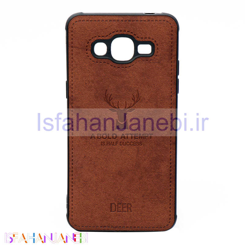 اصفهان جانبی-قاب چرمی طرح گوزن Samsung Galaxy Grand Prime قهوه ای