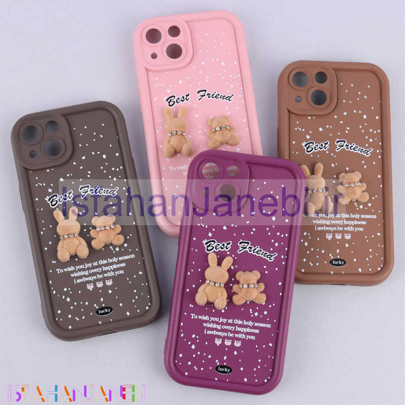 اصفهان جانبی-قاب سولید کیس عروسکی پشمالو محافظ لنزدار iPhone 13