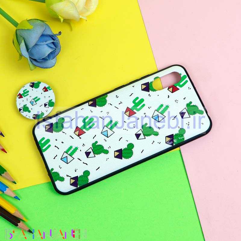 اصفهان جانبی-قاب فانتزی برجسته + پاپ سوکت طرح کاکتوس شیائومی Redmi 9A سری D