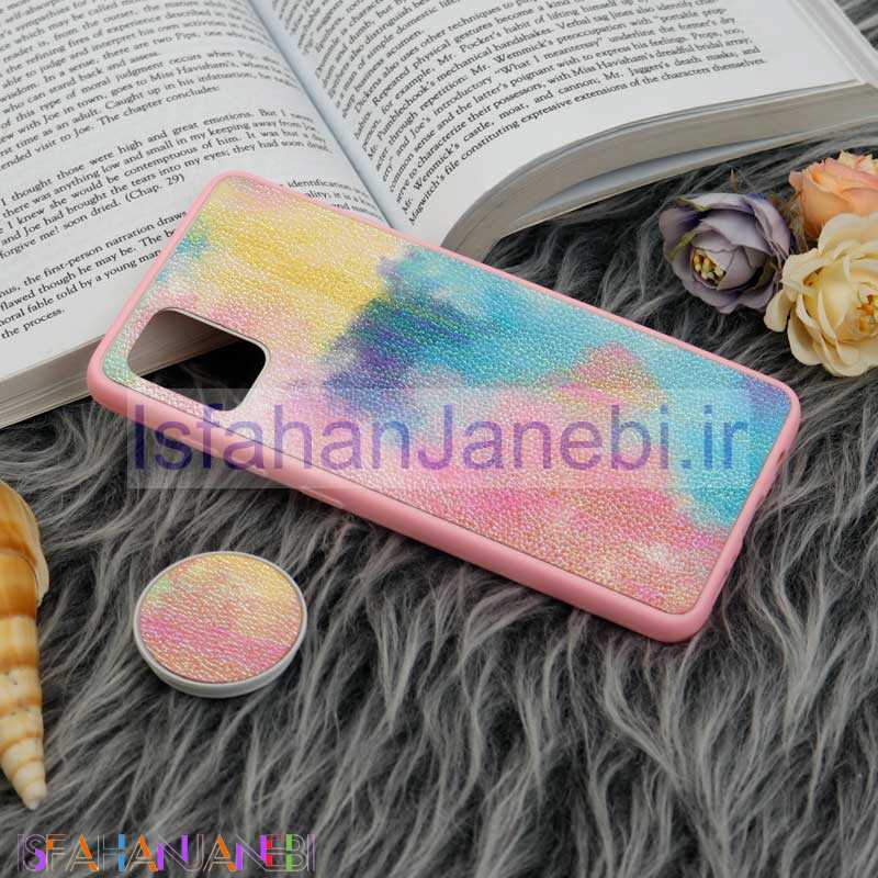 اصفهان جانبی-قاب چرمی هولوگرامی پاپ سوکت دار Samsung Galaxy A51 صورتی