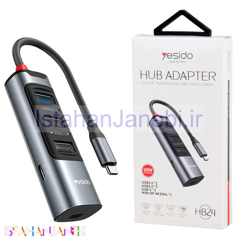 اصفهان جانبی-هاب 4 پورت Type-C یسیدو HB24