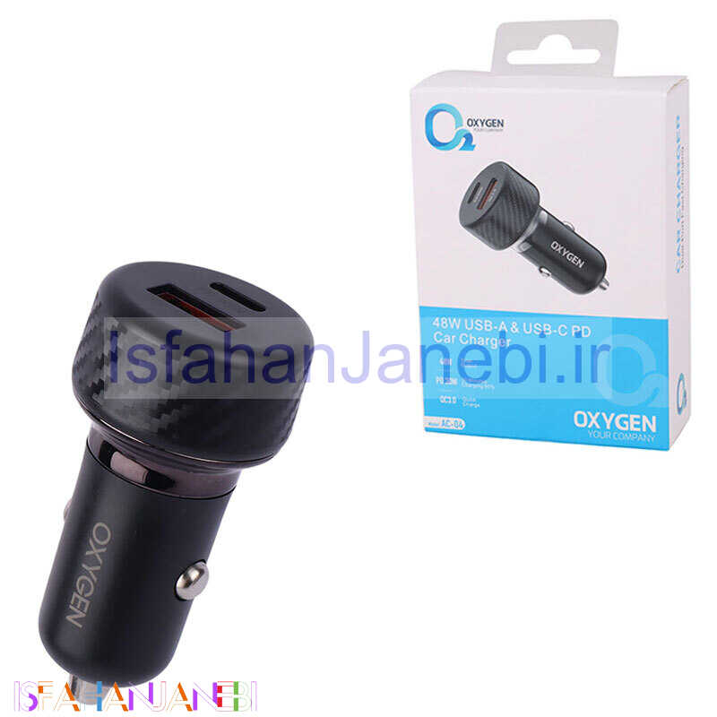 اصفهان جانبی-شارژر فندکی فست شارژ Oxygen AC-04 3A QC3.0 PD 30W