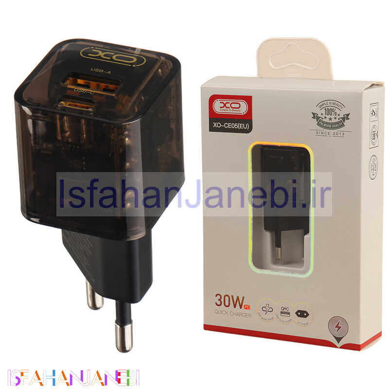 اصفهان جانبی-کلگی فست شارژ XO XO-CE05 2Port QC3.0 PD 3A 30W