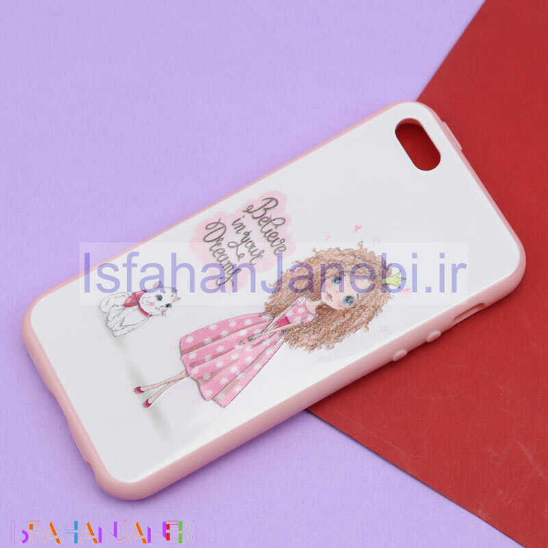 اصفهان جانبی-قاب فانتزی برجسته صورتی طرح دختر آیفون iPhone 5/5s
