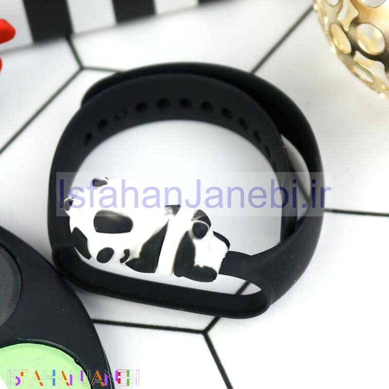 اصفهان جانبی-بند سیلیکونی فانتزی Xiaomi Mi Band 5 / 6 پاندا مشکی