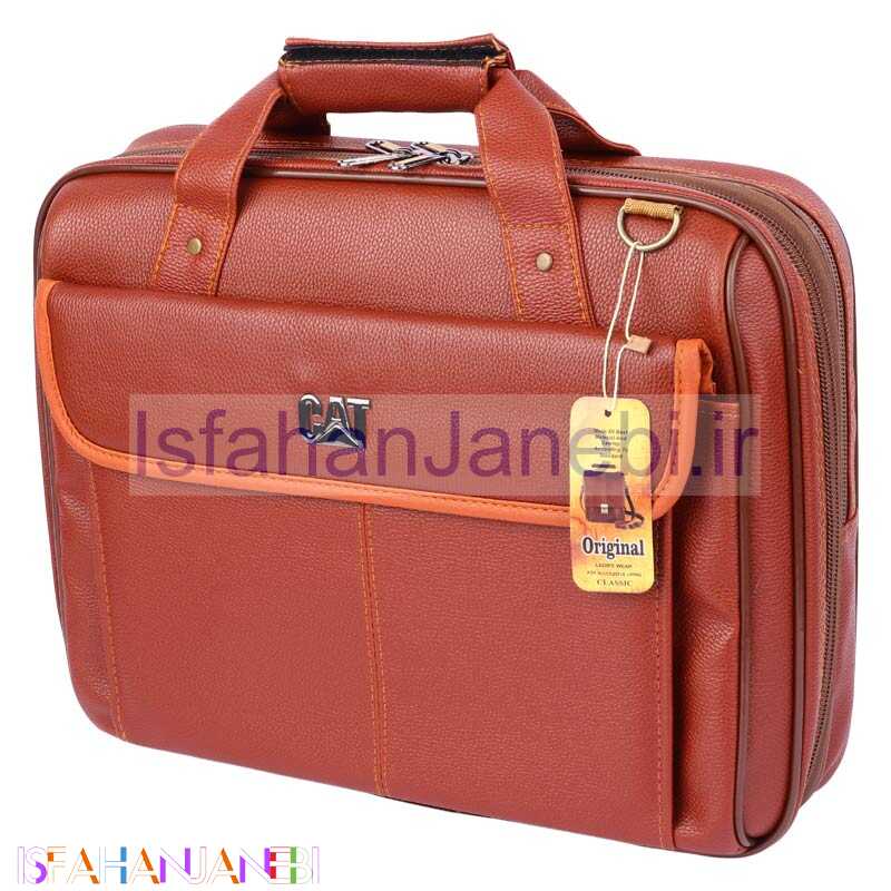 اصفهان جانبی-کیف لپ تاپ دوشی چرم Cat B015