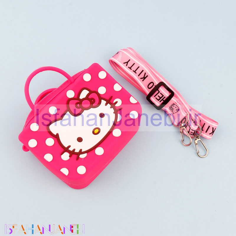 اصفهان جانبی-کیف هندزفری سیلیکونی بند دار کیتی صورتی فسفری