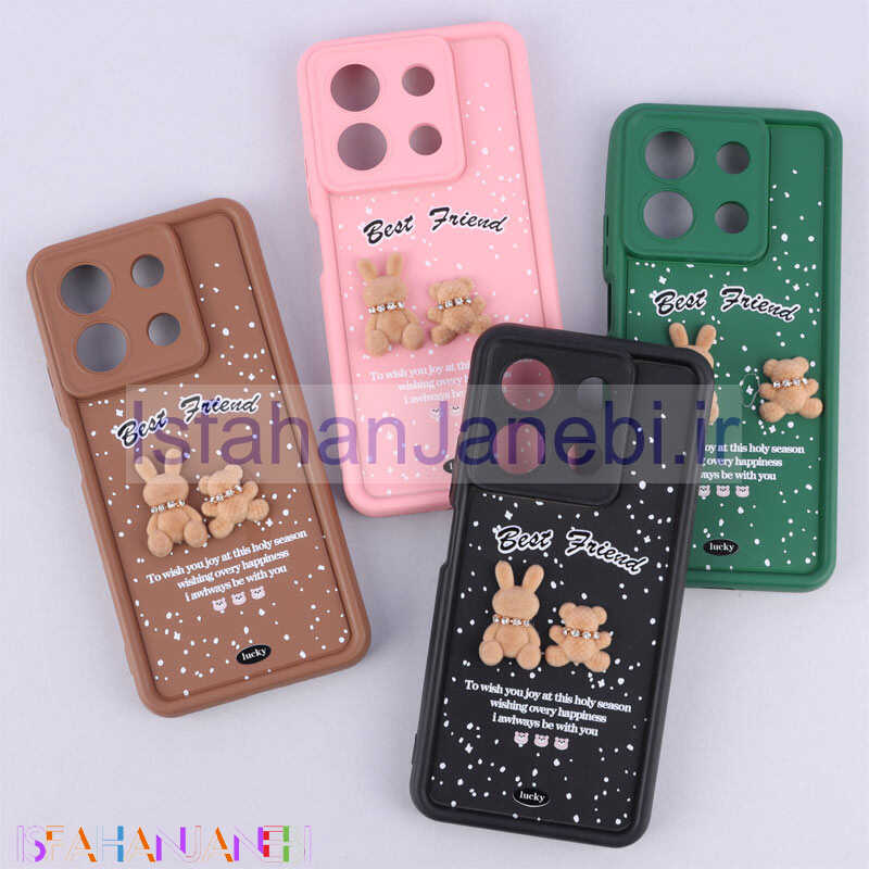 اصفهان جانبی-قاب سولید کیس عروسکی پشمالو محافظ لنزدار Xiaomi Redmi Note 13 5G