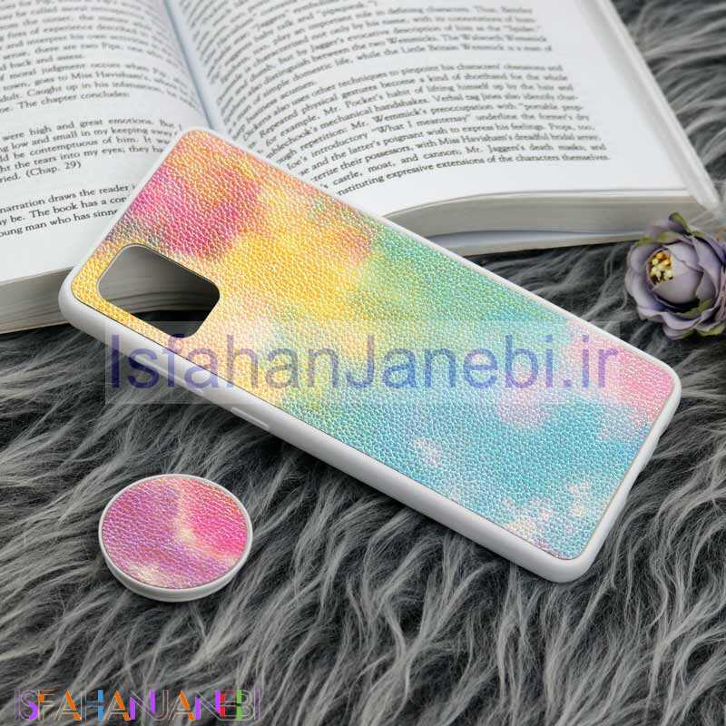 اصفهان جانبی-قاب چرمی هولوگرامی پاپ سوکت دار Samsung Galaxy A31 سفید