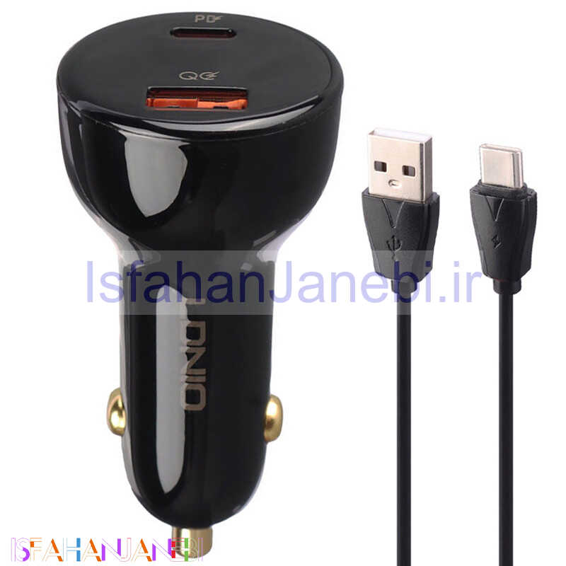 اصفهان جانبی-شارژر فندکی فست شارژ Ldnio C101 10A QC3.0 PD 100W + کابل تایپ سی